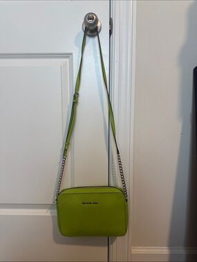 Michael Kors Neon Green Crossbody with Chain Strap